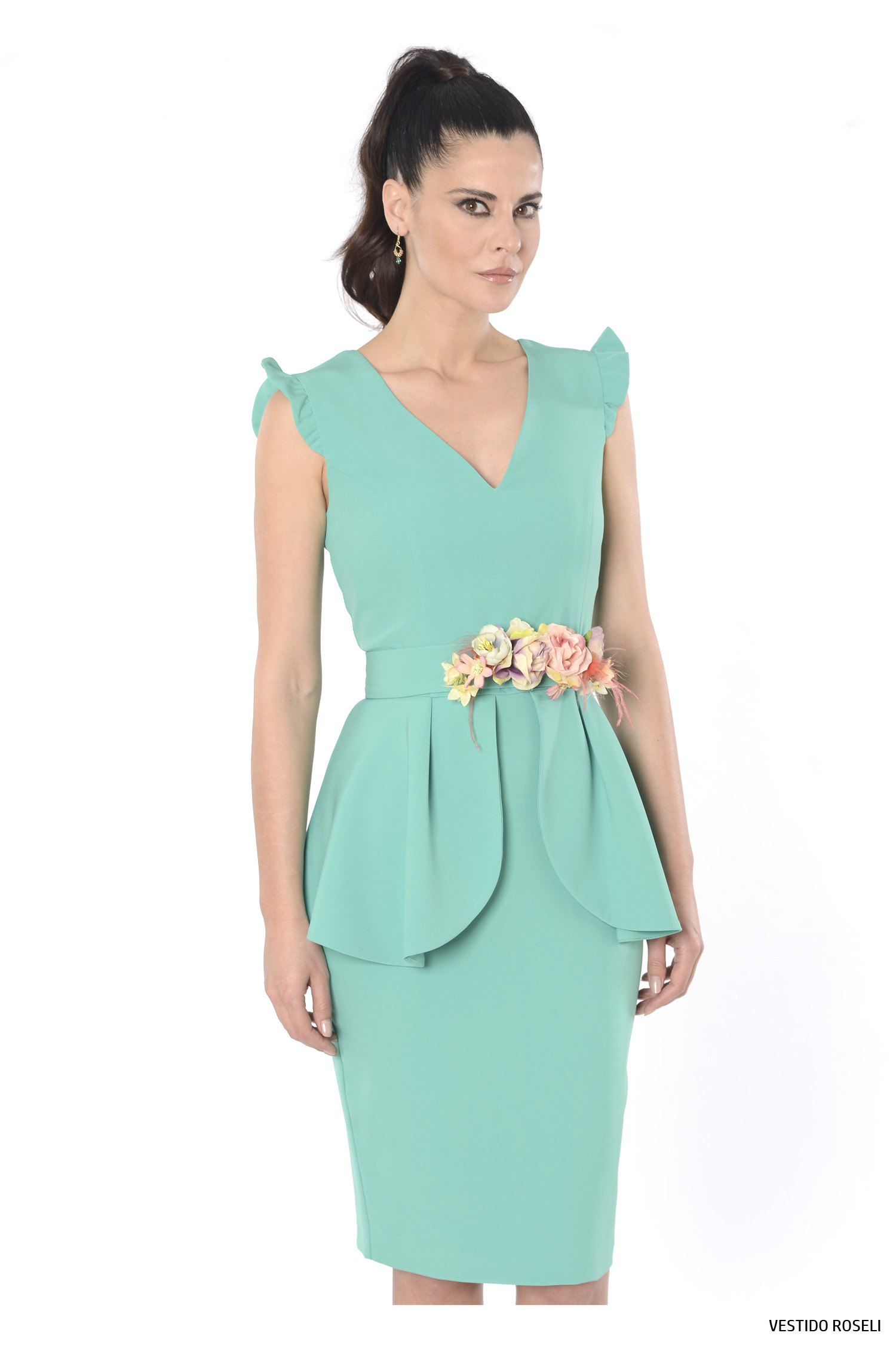 Vestido recto con peplum Trebol Moda
