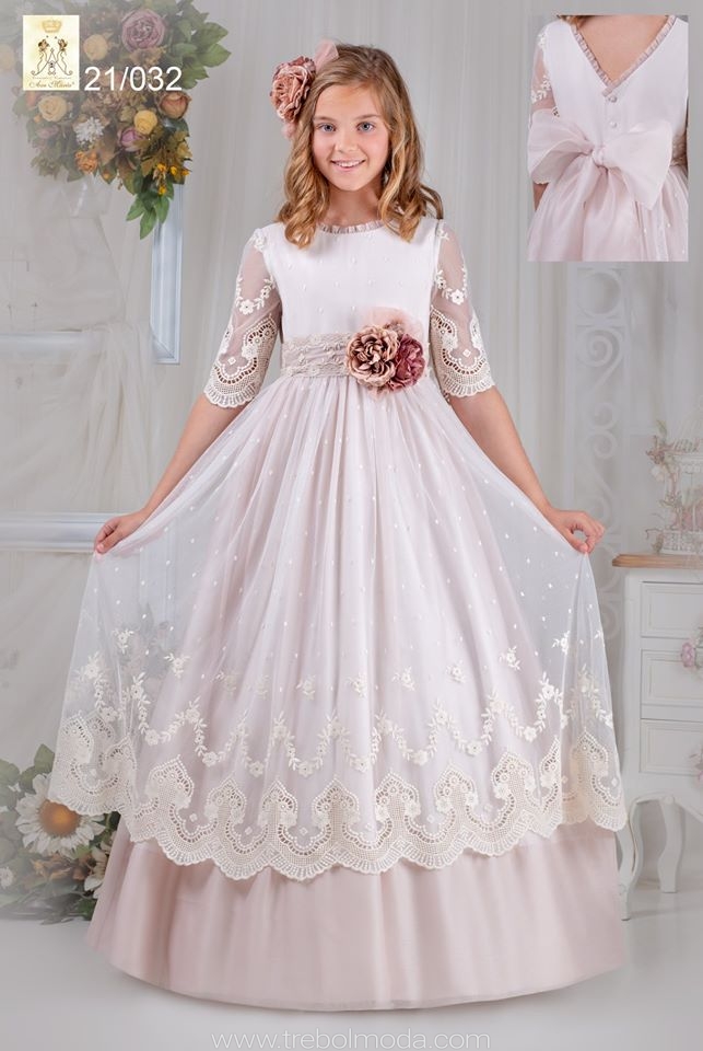 21032a Vestido de comunión estilo vintage. Talla 120.