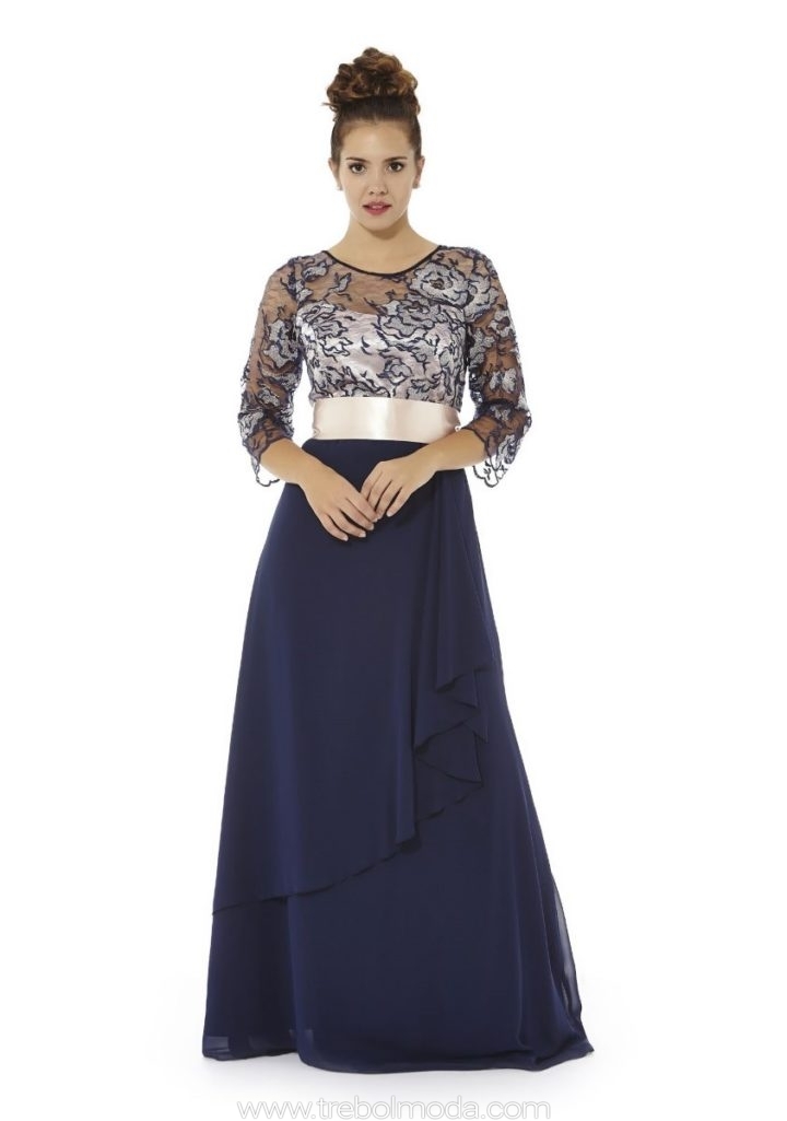 3116 Vestido largo marino. Tallas 56, 58 y 60. Mod 3116