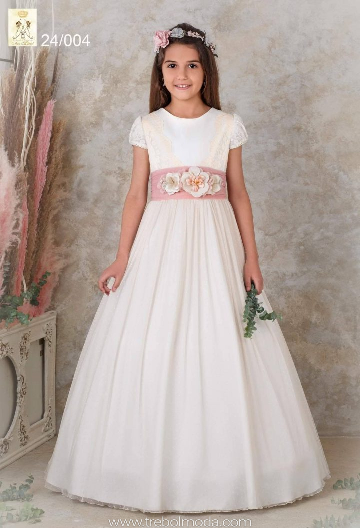 Vestido de comunión manguitas cortas. Mod. 24/004. Talla 135