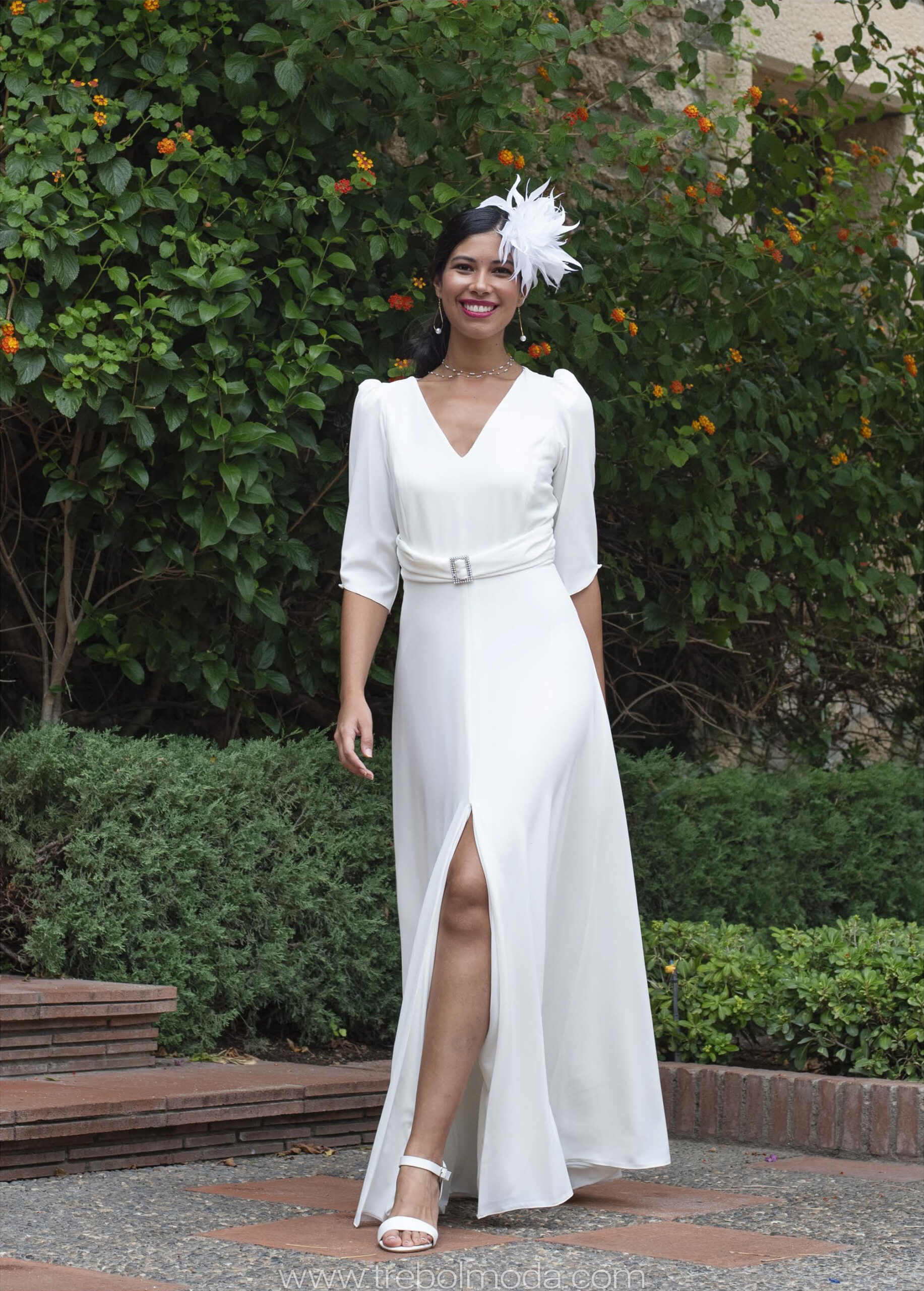 Vestido largo con mangas 3/4
