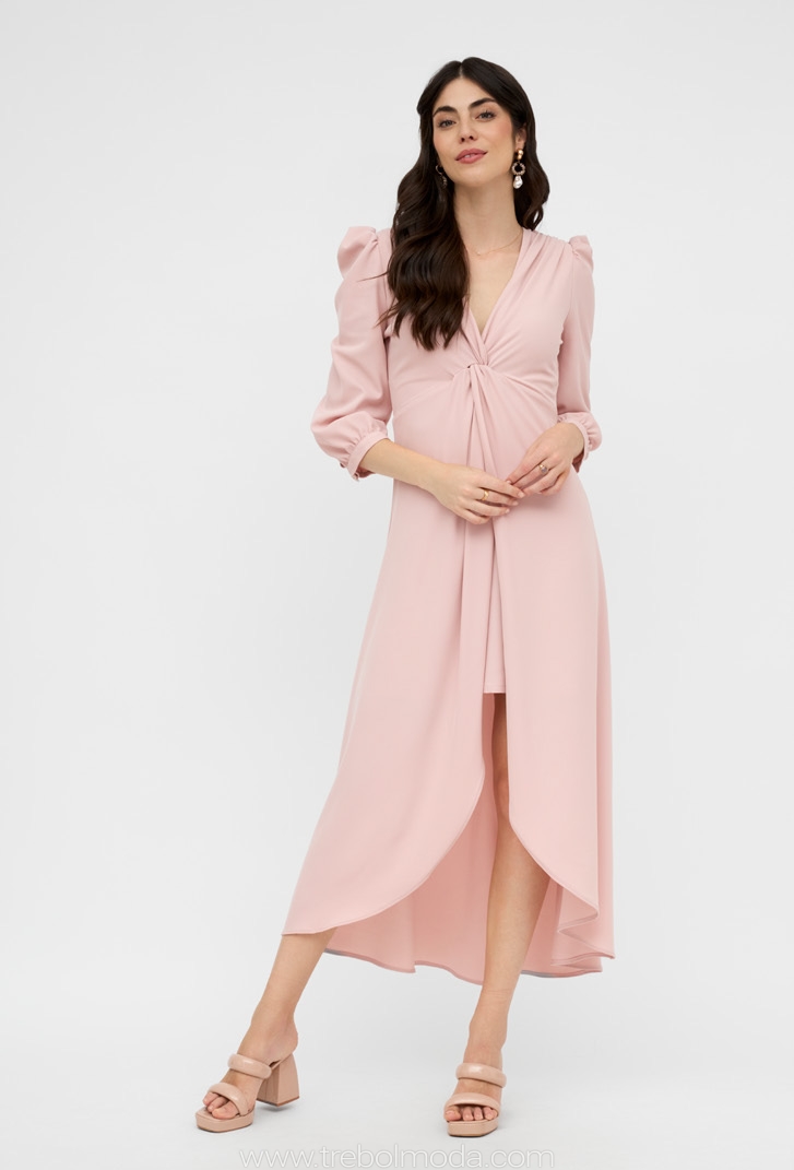 Vestido midi efecto cola